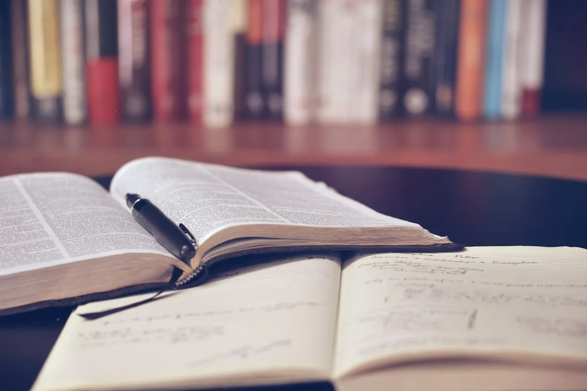 Open books on a desk